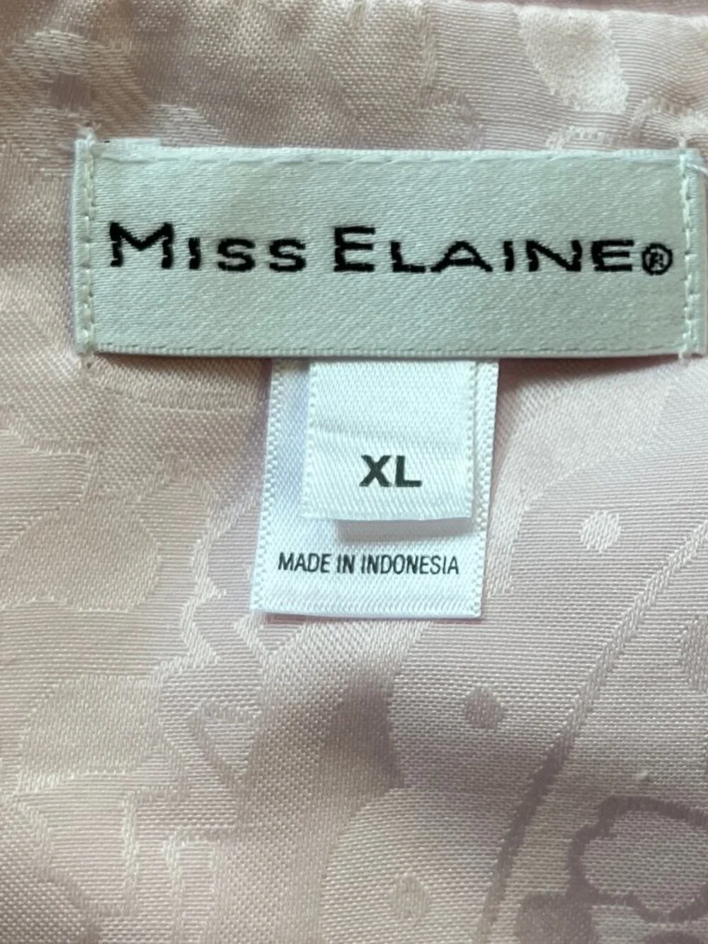 NEW Miss Elaine 2 Pc Pajama Set Pink Jacquard Paisley XL